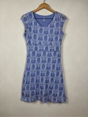 Merrell Selectwick Blue Floral Print Sleeveless V-Neck Dress Medium M Activewear